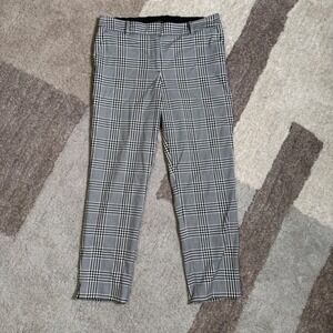 Talbots‎ Hampshire Ankle Pants 8P Womens Black White Glen Plaid Trousers Stretch